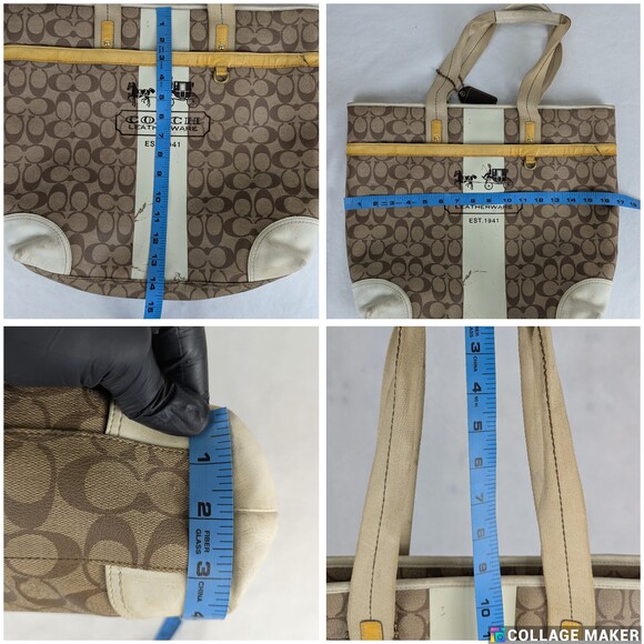 Vintage Coach Heritage Stripe Tattersall Signature Brown/Beige Handbag - Picture 16 of 16